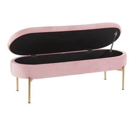 Lumisource Chloe Storage Bench in Gold Metal and Blush Pink Velvet BC-CHLOE STOR AUVPK